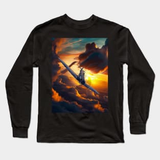 Spitfire Aircraft in the Sunset Aircraft art Long Sleeve T-Shirt